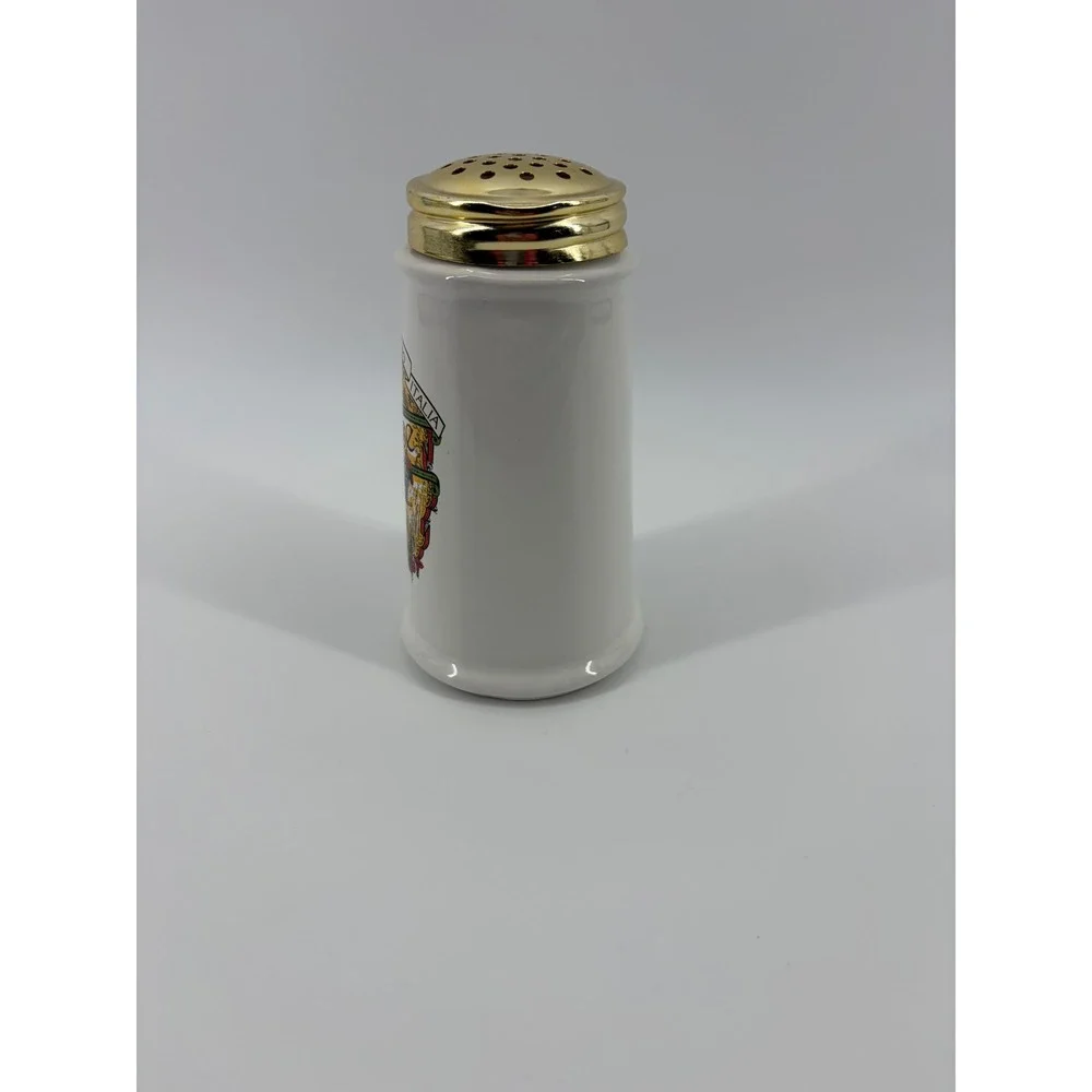 Vintage Himark San‎ Remo Italia Ceramic Cheese Shaker White Gold Lid